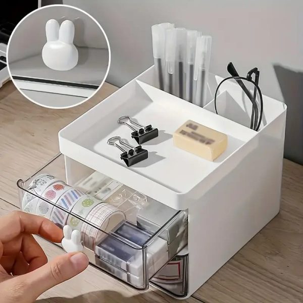 Rabbit Handle Clear Desk Organizer- Perfect For Pen ,makeup And Jewellery Etc