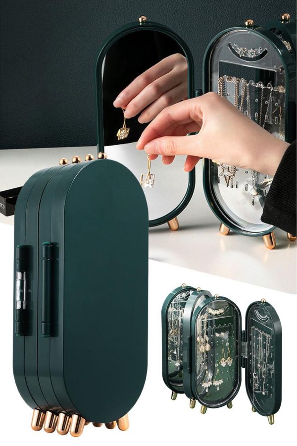 Screen Folding Jewelry Box | Jewelry Cabinet Organizer With Mirror (random Color)